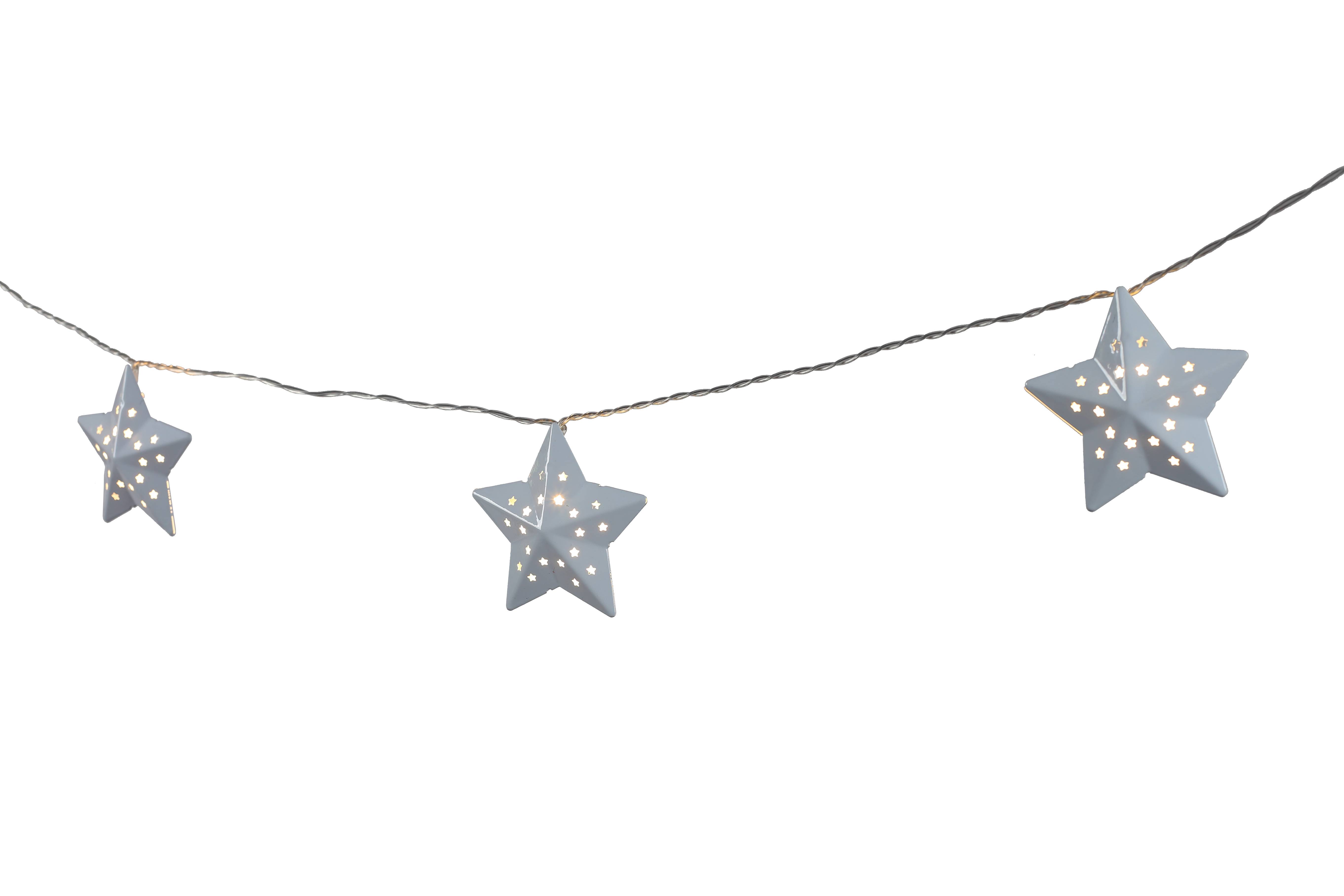 Ecloz - Guirlande de Noël étoiles blanches en métal 6 LED - ECLOZ