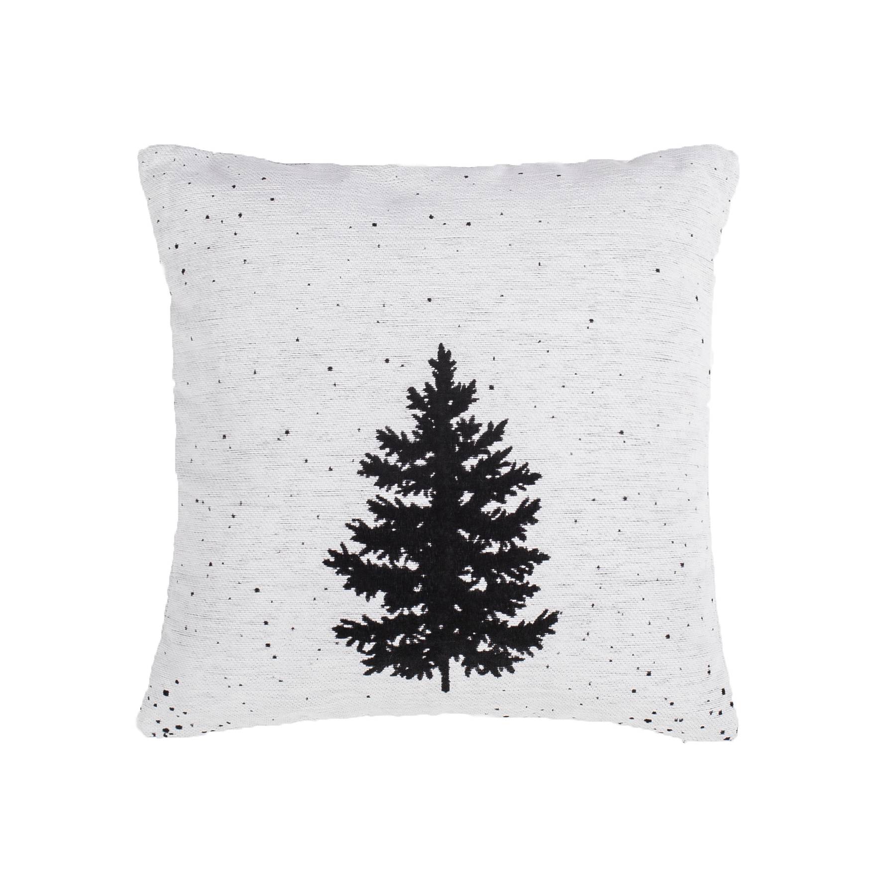 Ecloz - Coussin blanc sapin jacquard noir - ECLOZ