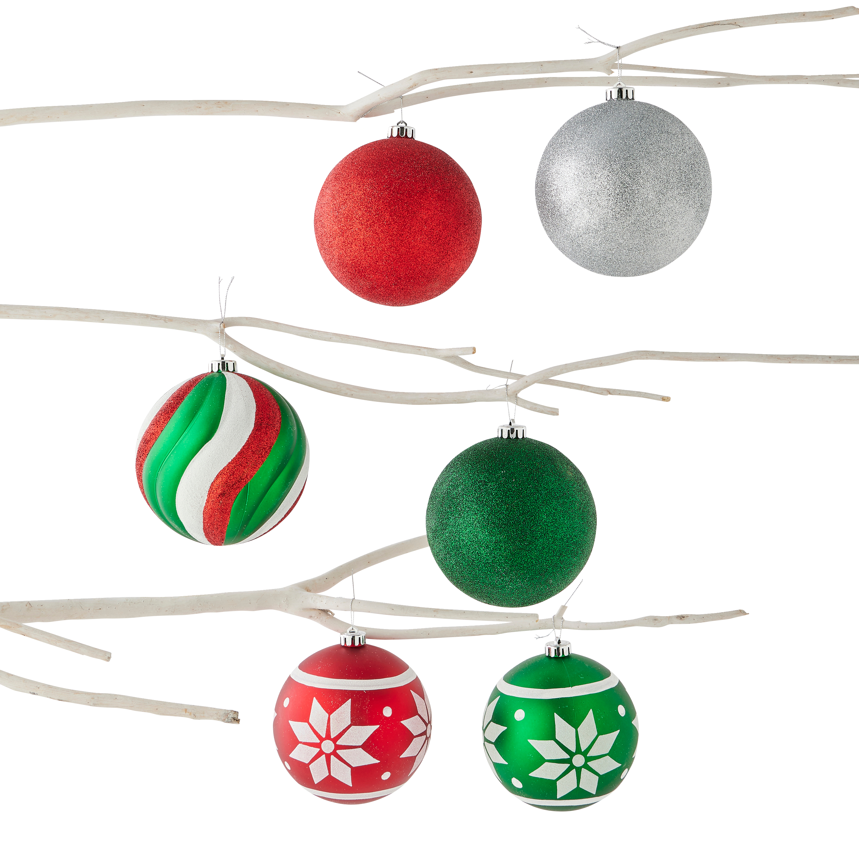 Ecloz - Tube de 6 boules de Noël Ø 15 cm rouges vertes et argent - ECLOZ - Image 3