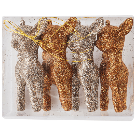 Boîte de 4 biches de Noël marron gris à paillettes - ECLOZ - Image 2