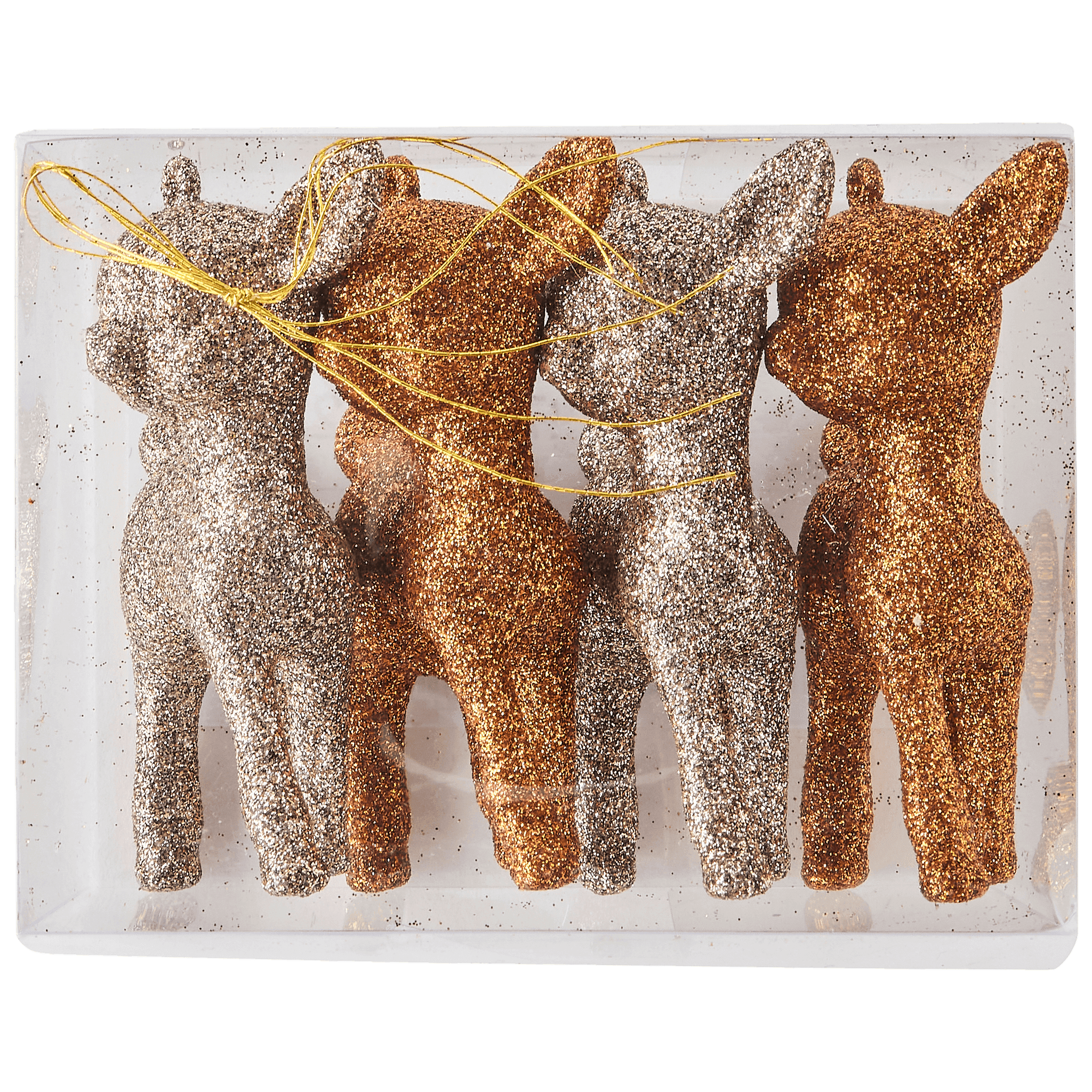 Boîte de 4 biches de Noël marron gris à paillettes - ECLOZ - Image 2