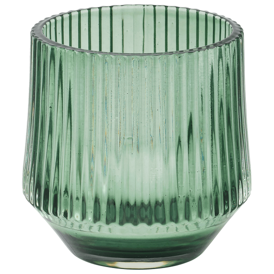 Bougeoir vert en verre strié H.9 cm - ECLOZ - Image 2