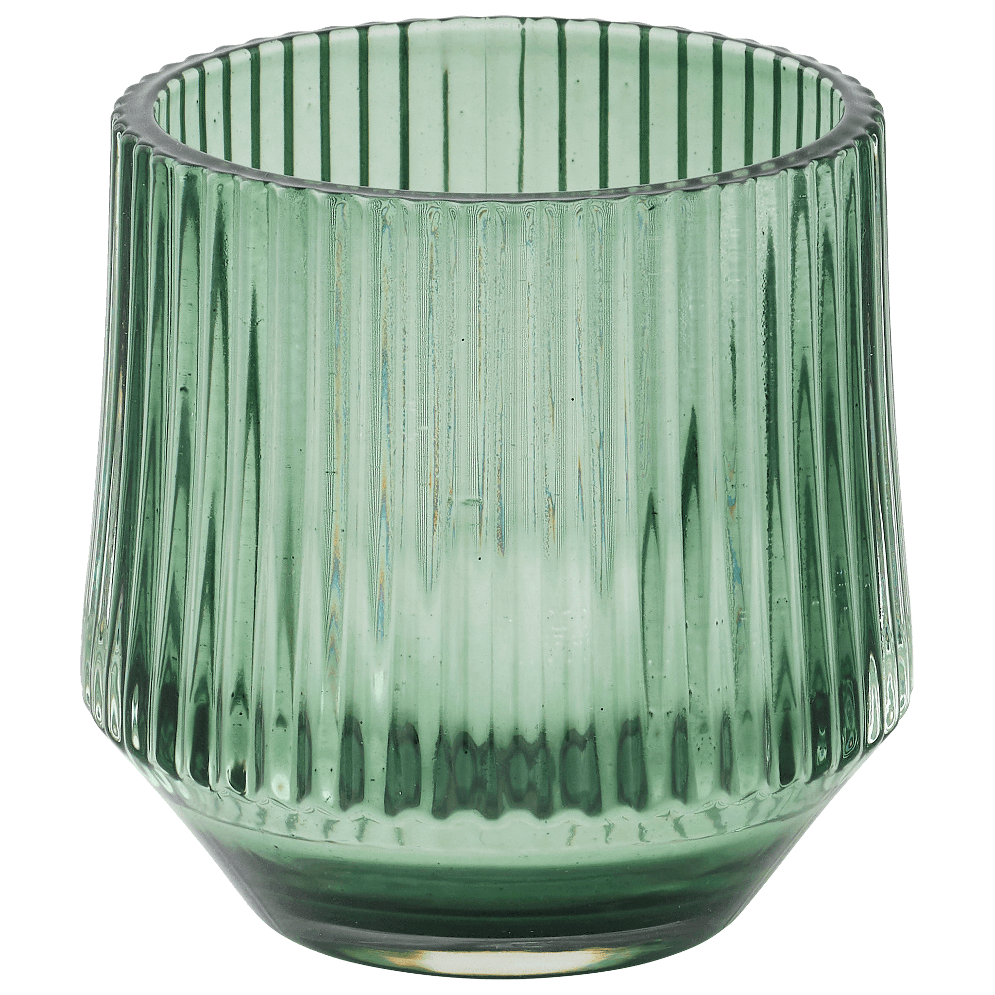 Bougeoir vert en verre strié H.9 cm - ECLOZ - Image 2