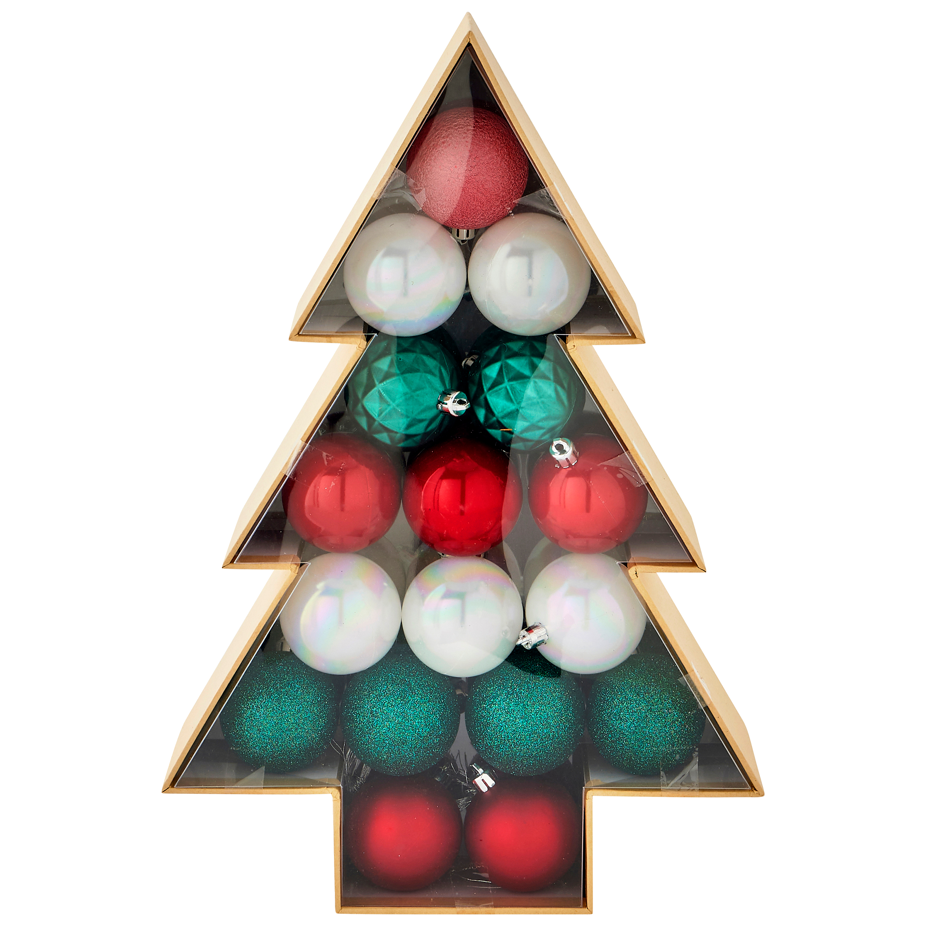 Ecloz - Boîte de 34 boules de Noël Ø 6 cm traditionnelles blanches vertes et rouges - ECLOZ - Image 3