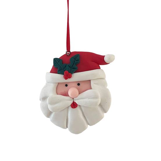 Suspension décorative de Noël - tête de Père Noël en argile - ECLOZ - Image 1