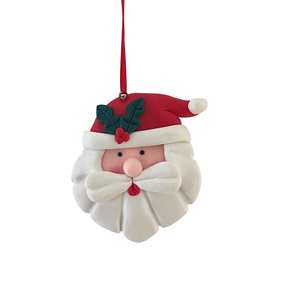 Suspension décorative de Noël - tête de Père Noël en argile - ECLOZ - Image 1