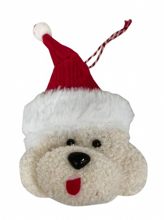 Suspension décorative de Noël chien bonnet blanc - ECLOZ - Image 1