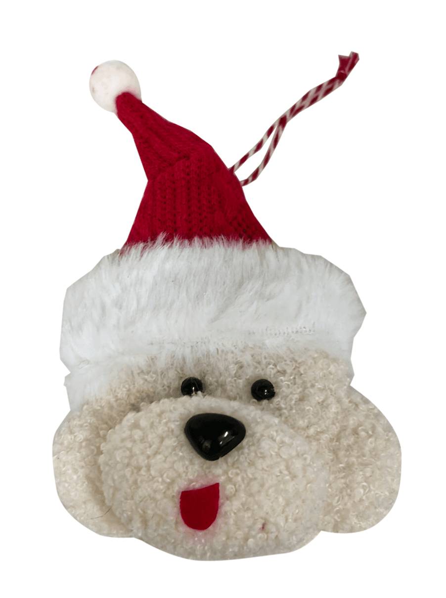 Suspension décorative de Noël chien bonnet blanc - ECLOZ - Image 1