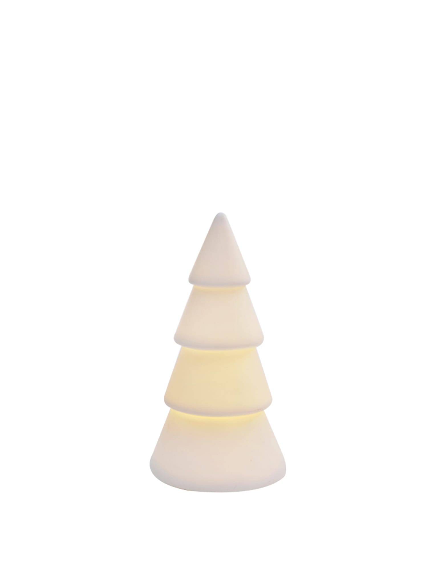 Sapin blanc à poser en céramique avec LED H.15 cm - ECLOZ