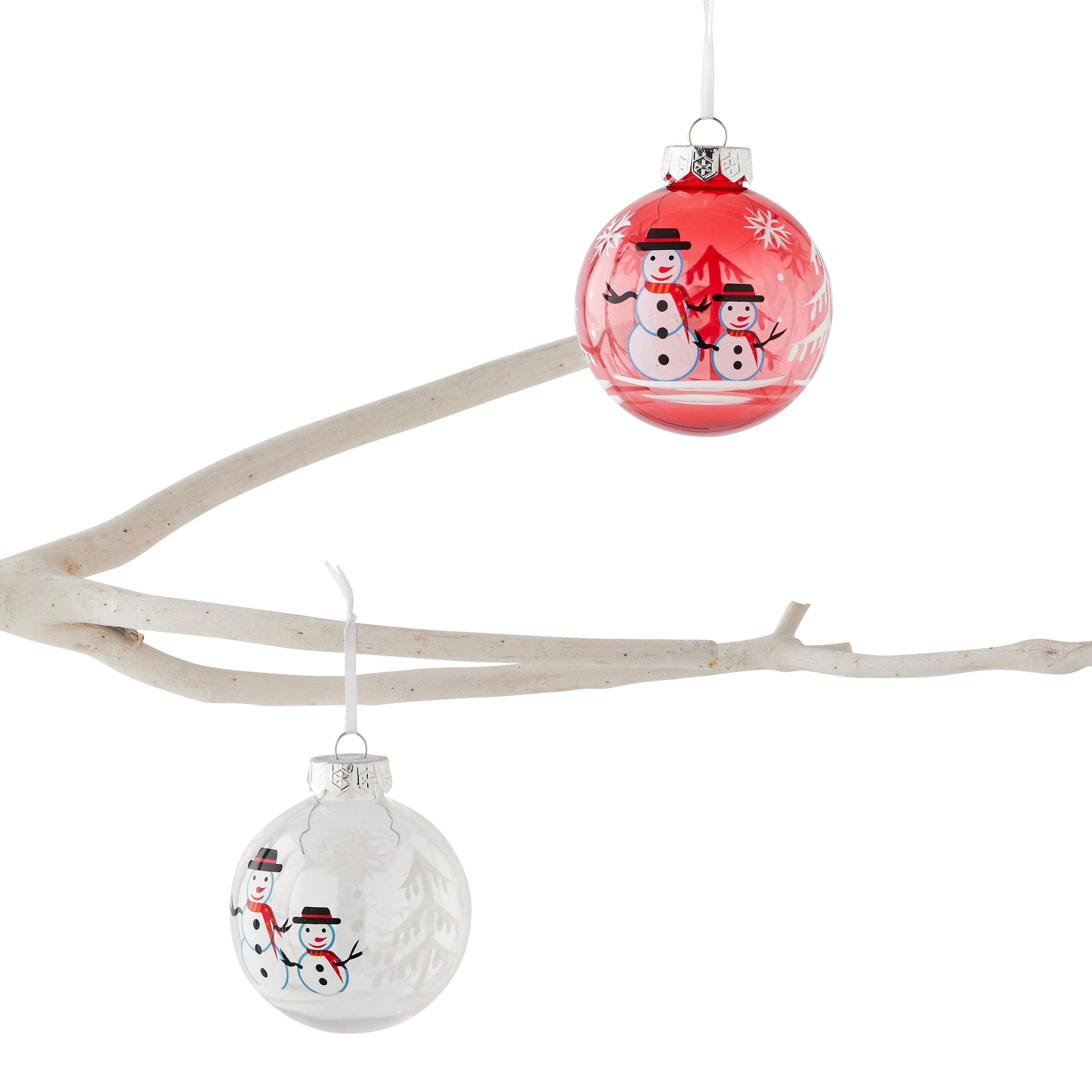 Ecloz - Boîte de 6 boules de Noël en plastique motif bonhomme de neige - ECLOZ - Image 2