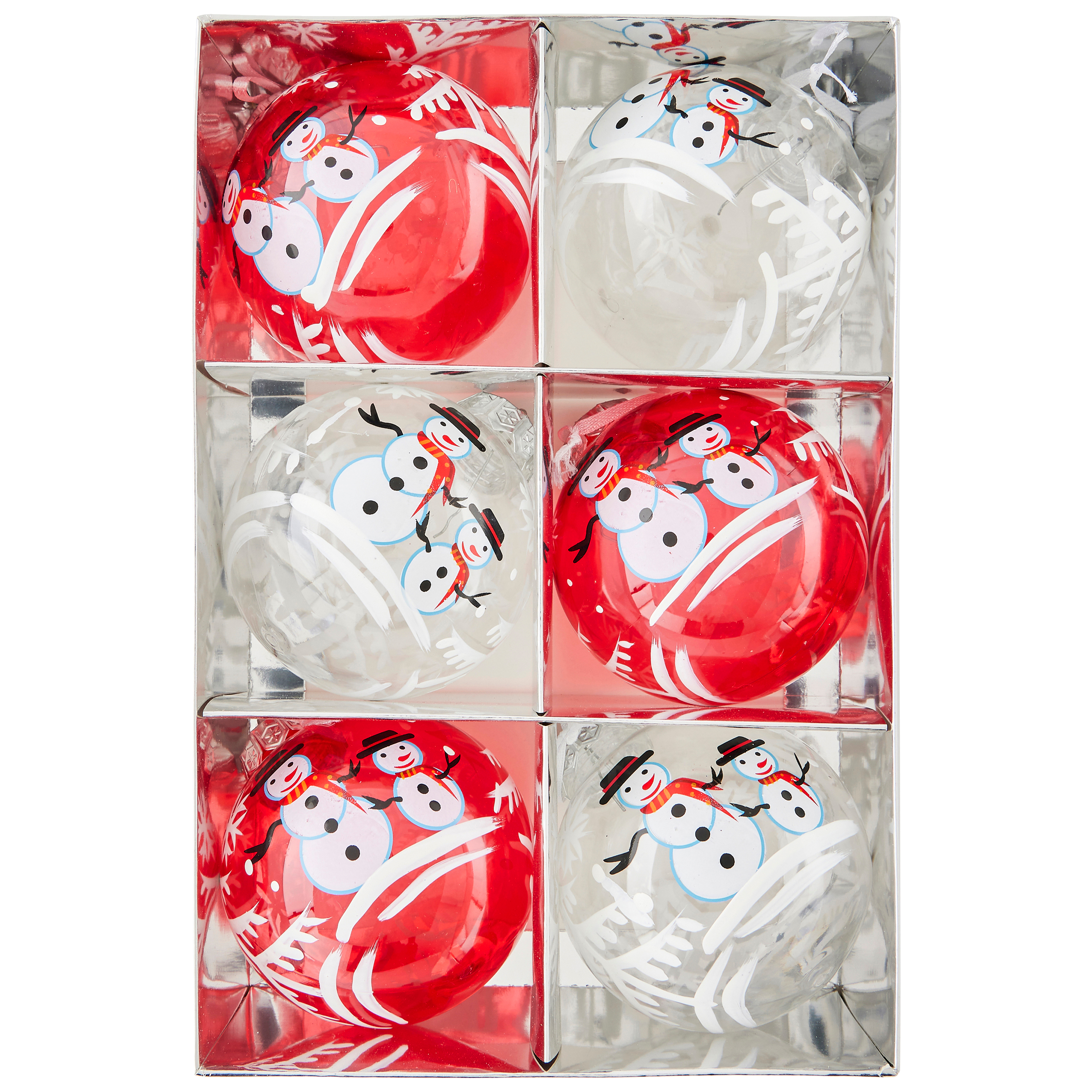 Ecloz - Boîte de 6 boules de Noël en plastique motif bonhomme de neige - ECLOZ - Image 3