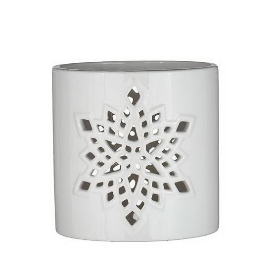 Ecloz - Cache-pot flocon blanc et grès Ø 14 cm - ECLOZ