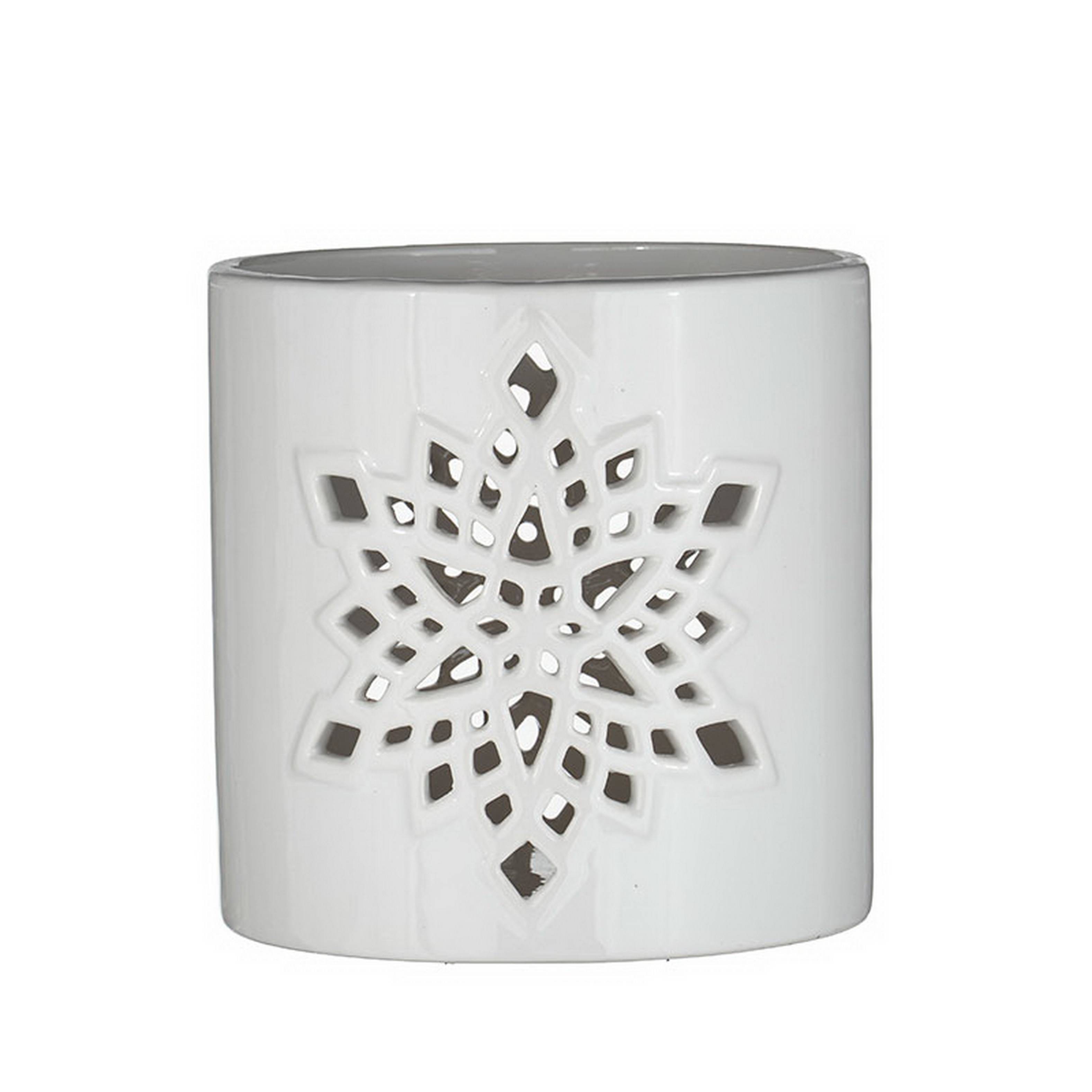 Ecloz - Cache-pot flocon blanc et grès Ø 14 cm - ECLOZ