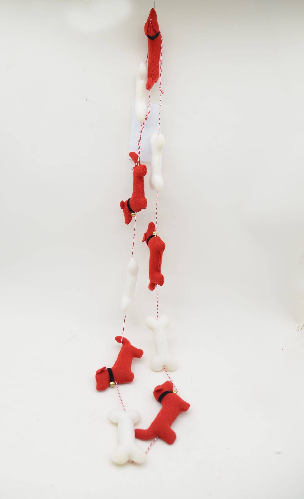 Guirlande de Noël rouge et blanche décor os et chiens - ECLOZ - Image 1