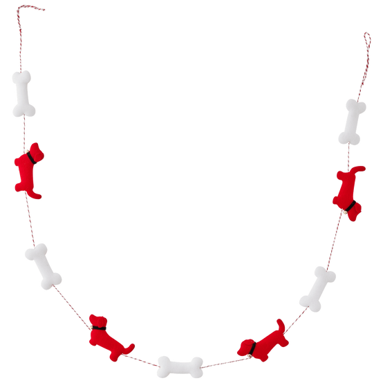 Guirlande de Noël rouge et blanche décor os et chiens - ECLOZ - Image 2