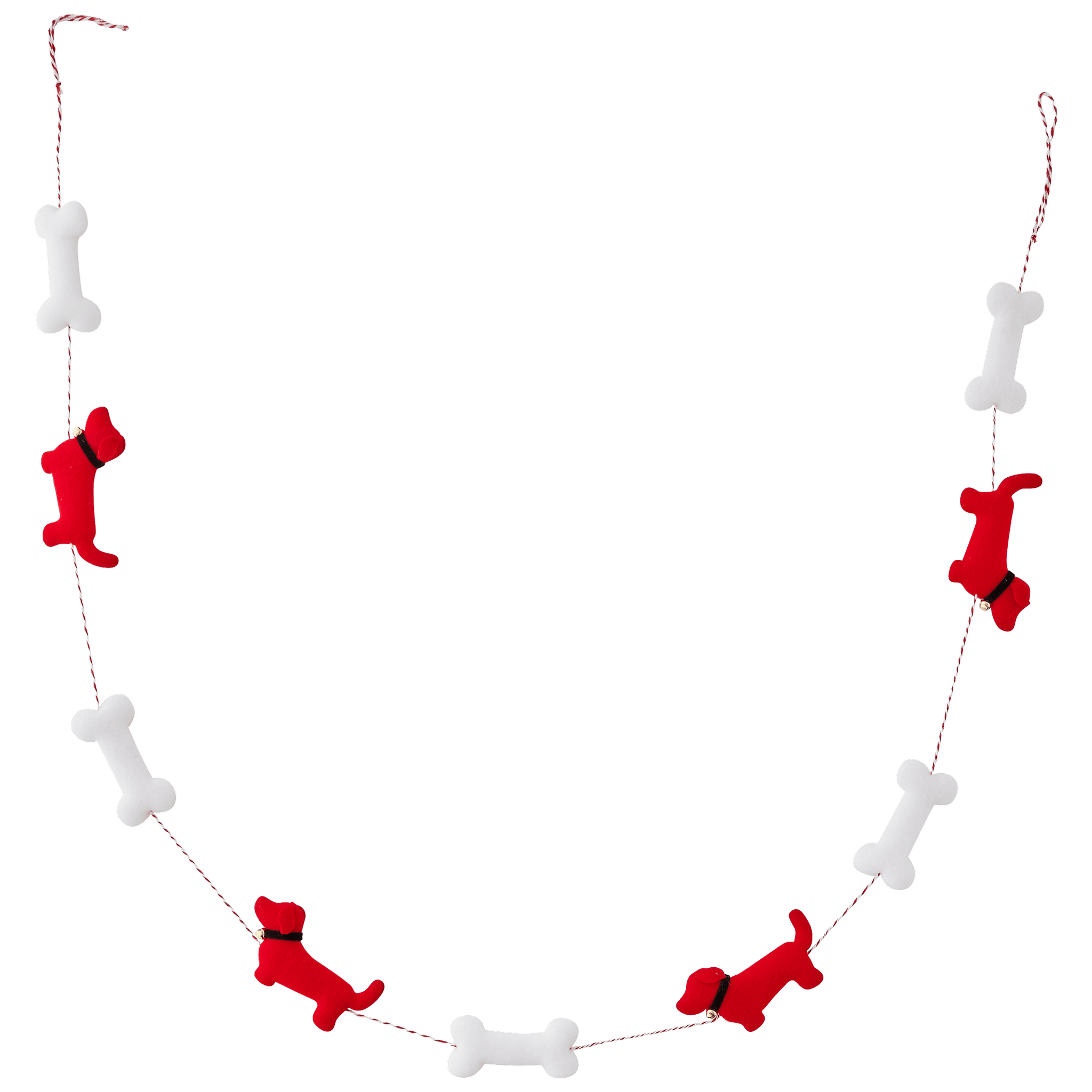Guirlande de Noël rouge et blanche décor os et chiens - ECLOZ - Image 2