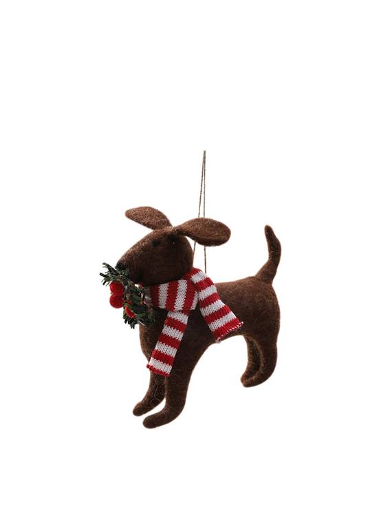 Suspension décorative de Noël chien laine et mousse écharpe - ECLOZ