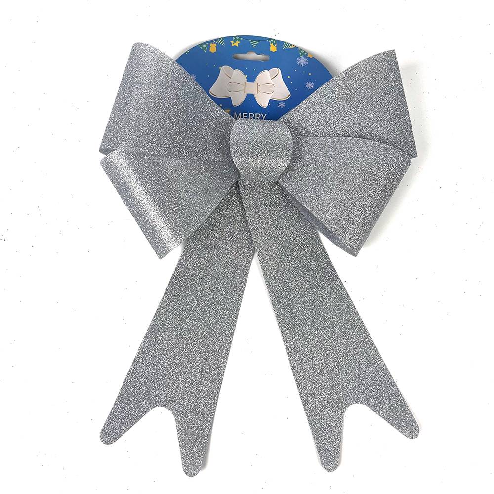 Nœud décoratif de Noël en argent brillant plastique - ECLOZ
