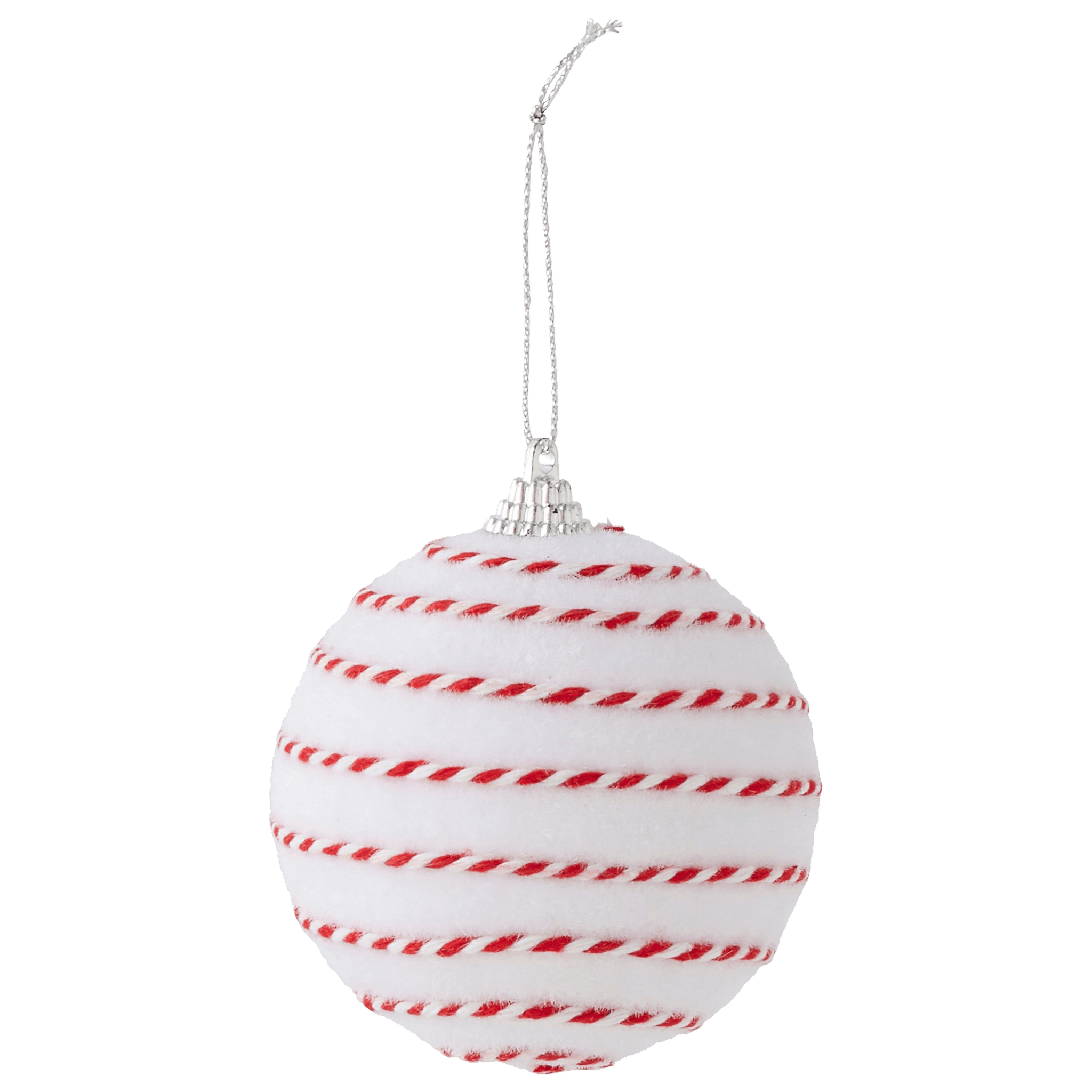 Boule blanche rayée rouge Ø 8 cm en mousse - ECLOZ - Image 2