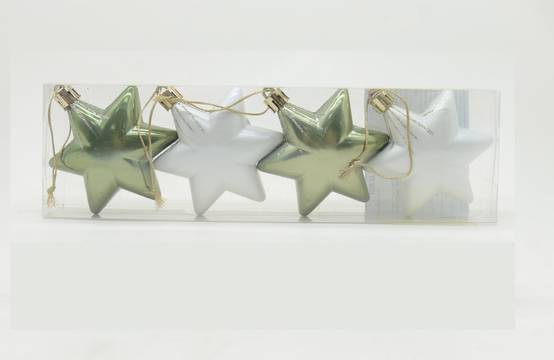 Ecloz - Boîte de 4 étoiles vertes et blanches en plastique - ECLOZ