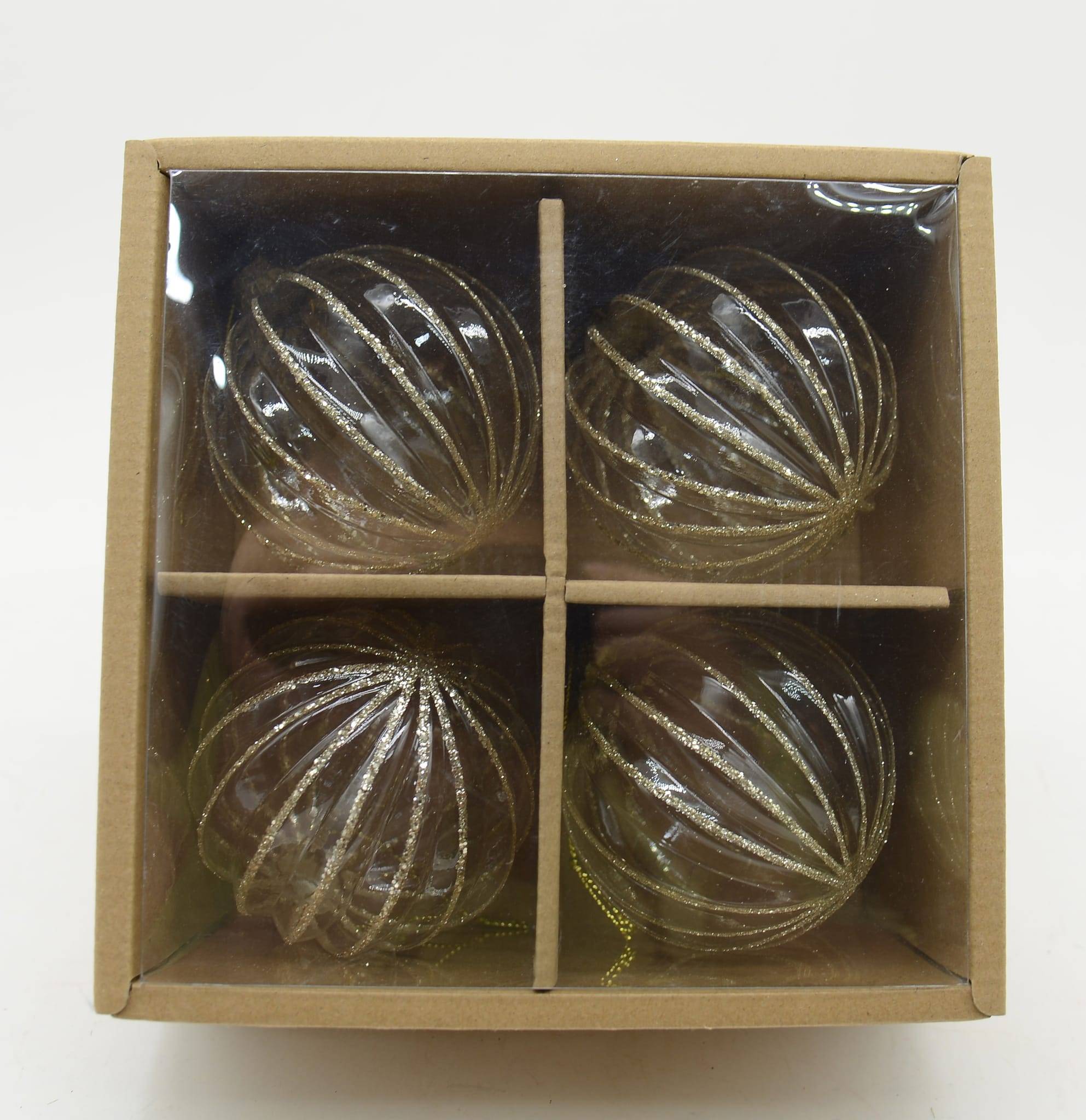 Boîte de 4 boules de Noël transparentes à paillettes Ø 8 cm - ECLOZ