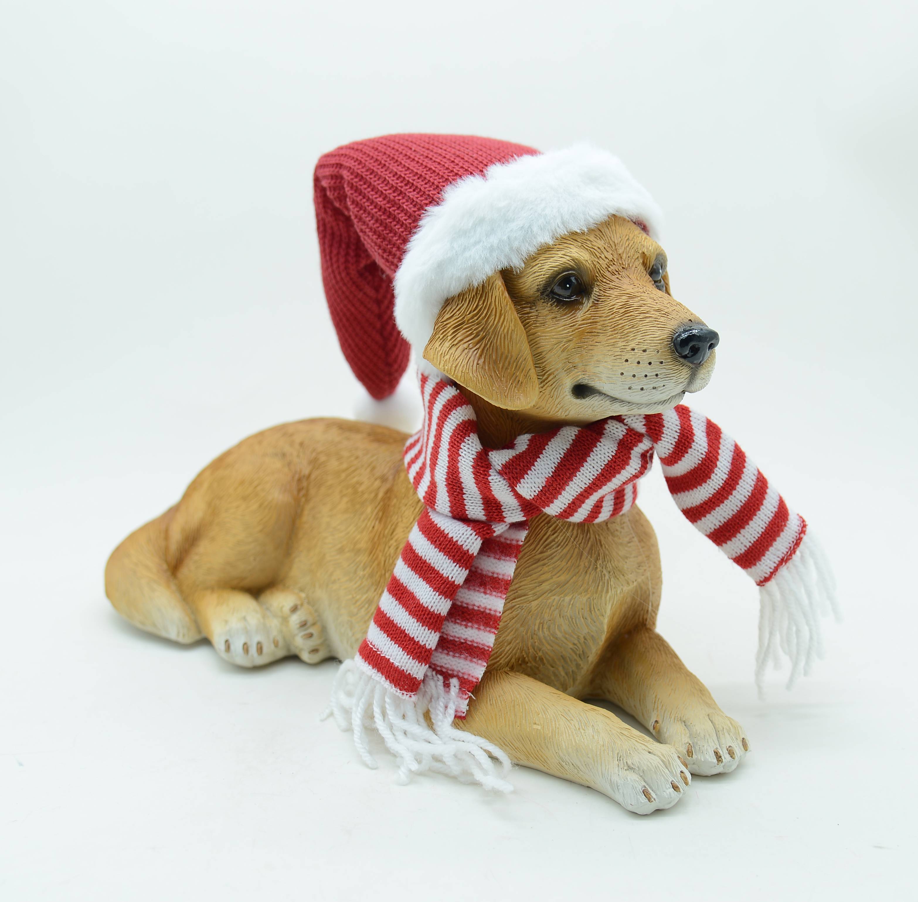 Ecloz - Chien allongé chapeau de Noël H.21 cm - ECLOZ