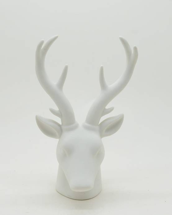 Tête de cerf décorative en céramique blanc H.21 cm - ECLOZ - Image 1