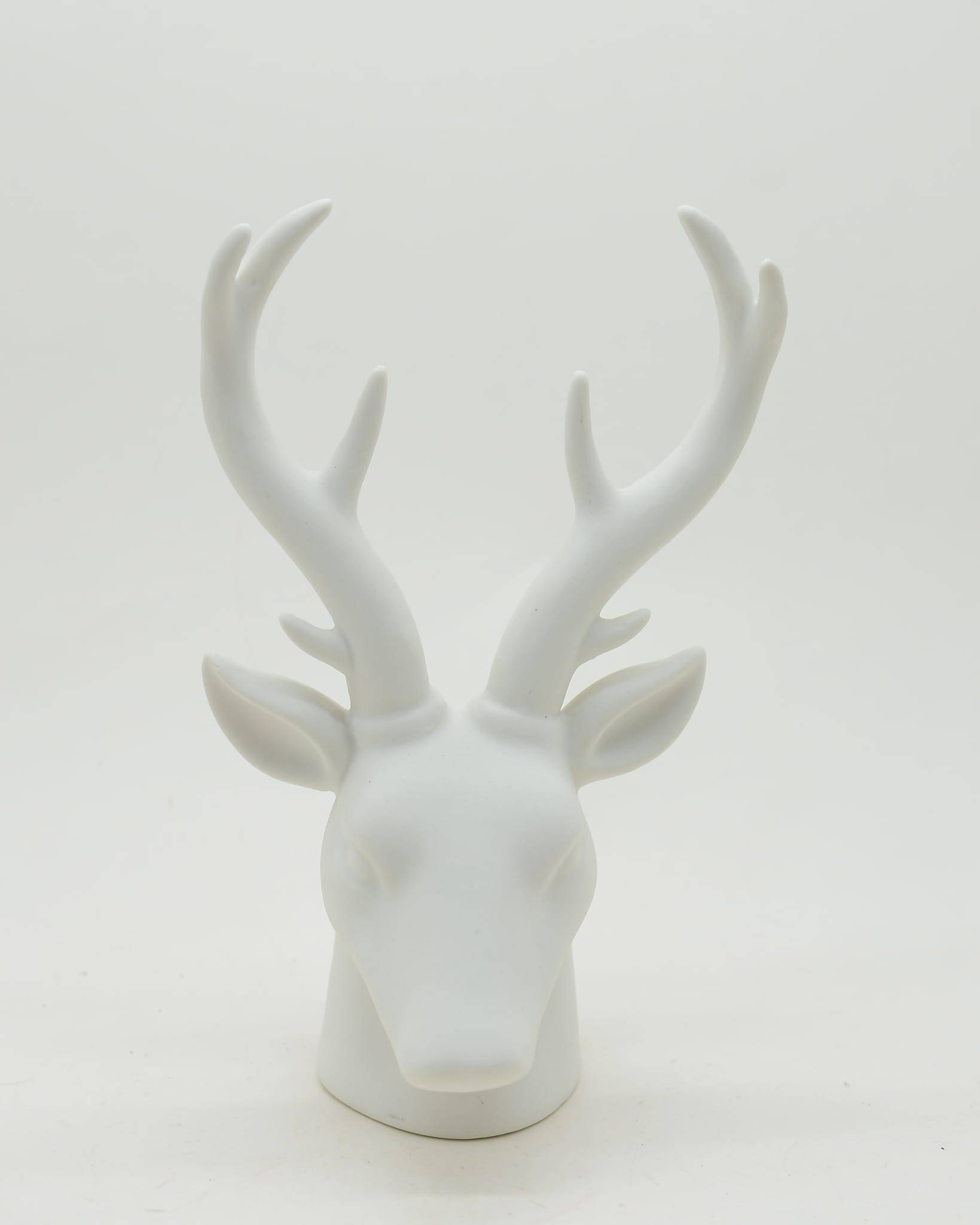 Tête de cerf décorative en céramique blanc H.21 cm - ECLOZ