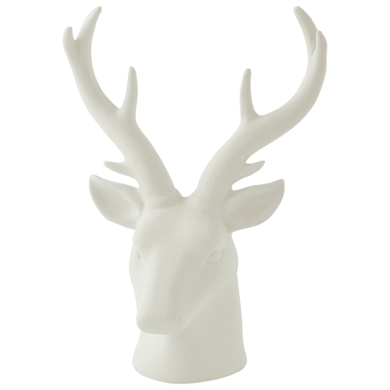 Tête de cerf décorative en céramique blanc H.21 cm - ECLOZ - Image 2