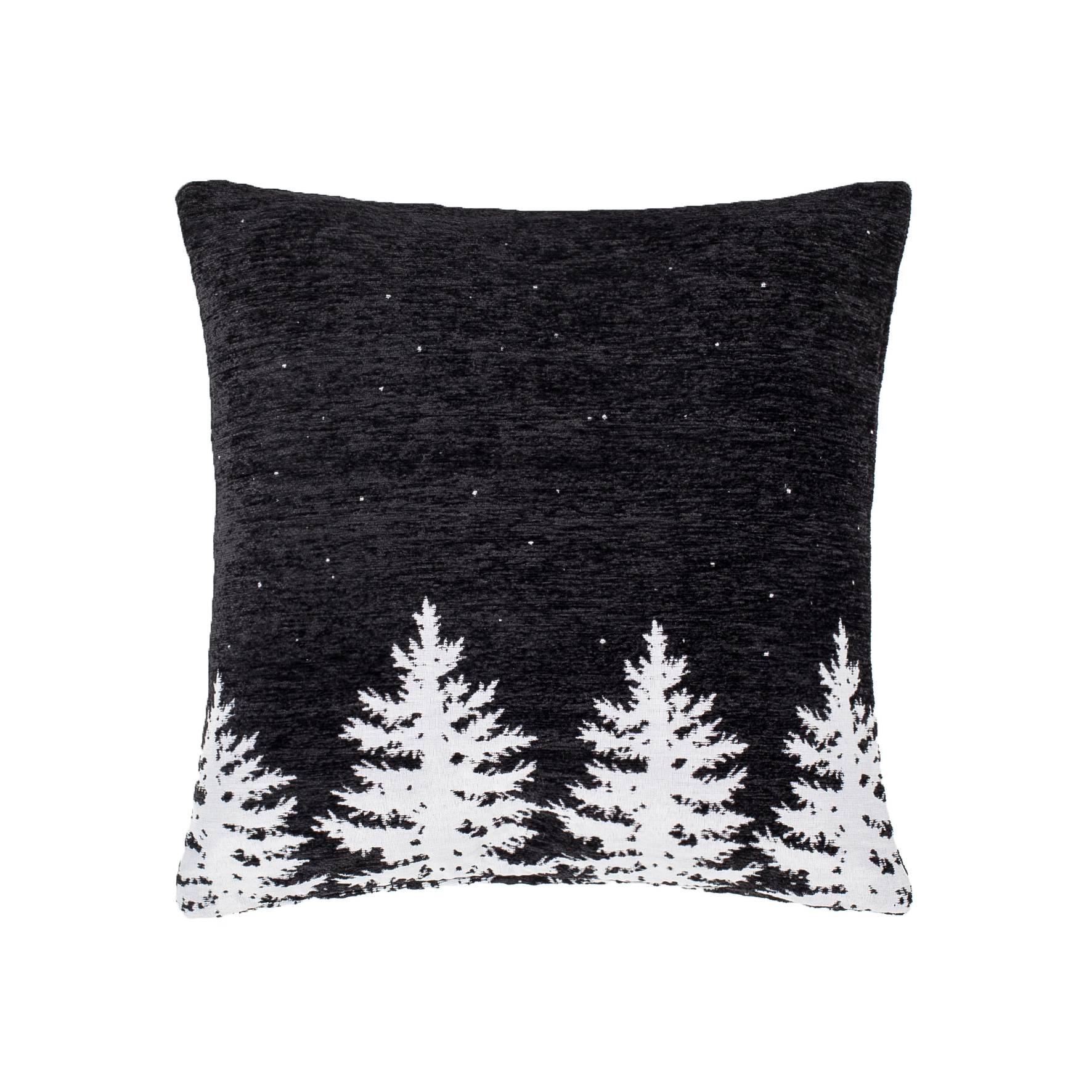 Ecloz - Coussin noir sapins jacquard blanc - ECLOZ