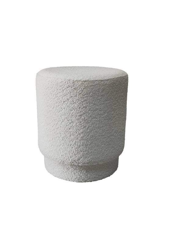 Ecloz - Pouf rond blanc à bouclettes H.42 cm - ECLOZ