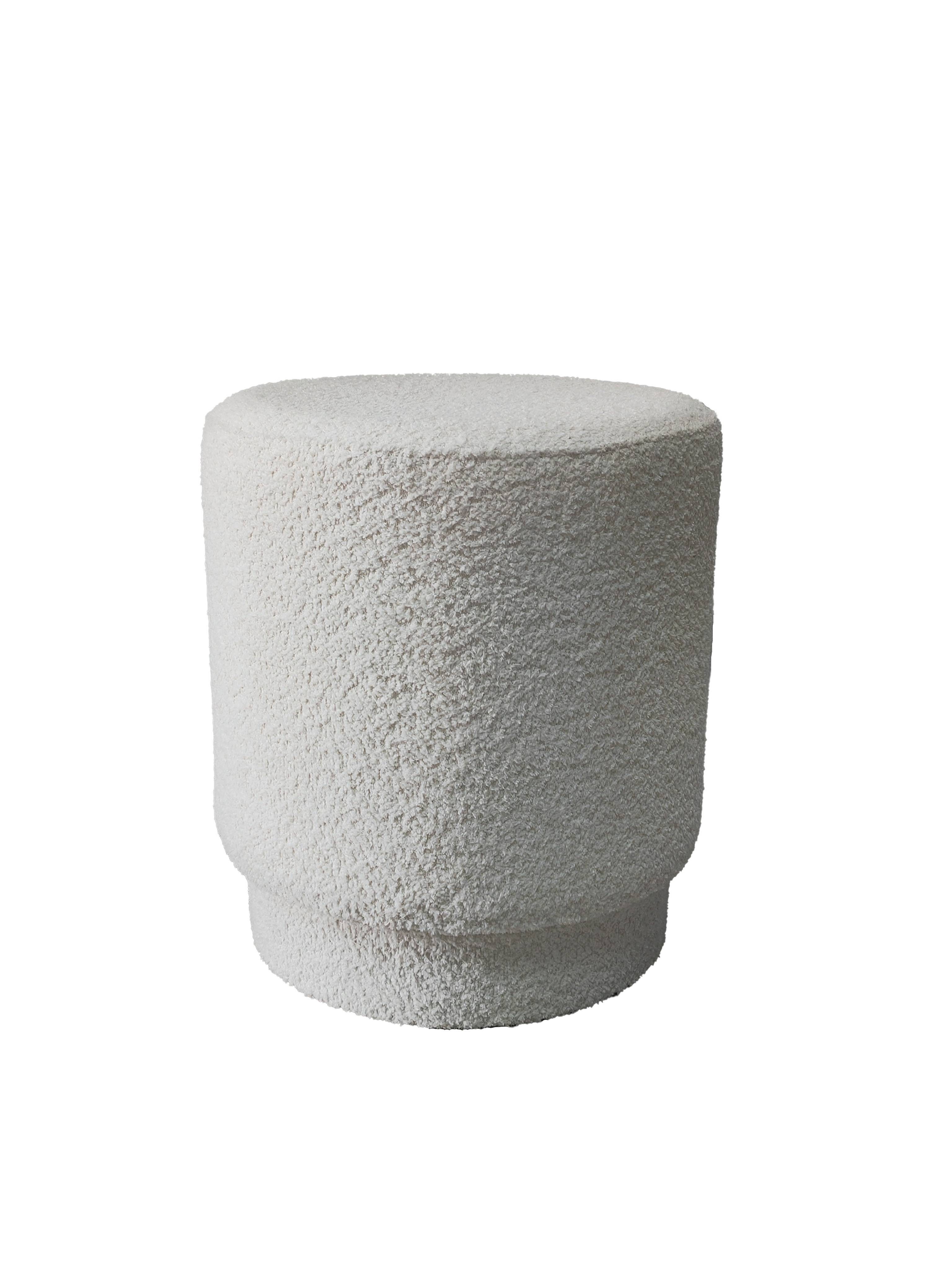 Ecloz - Pouf rond blanc à bouclettes H.42 cm - ECLOZ