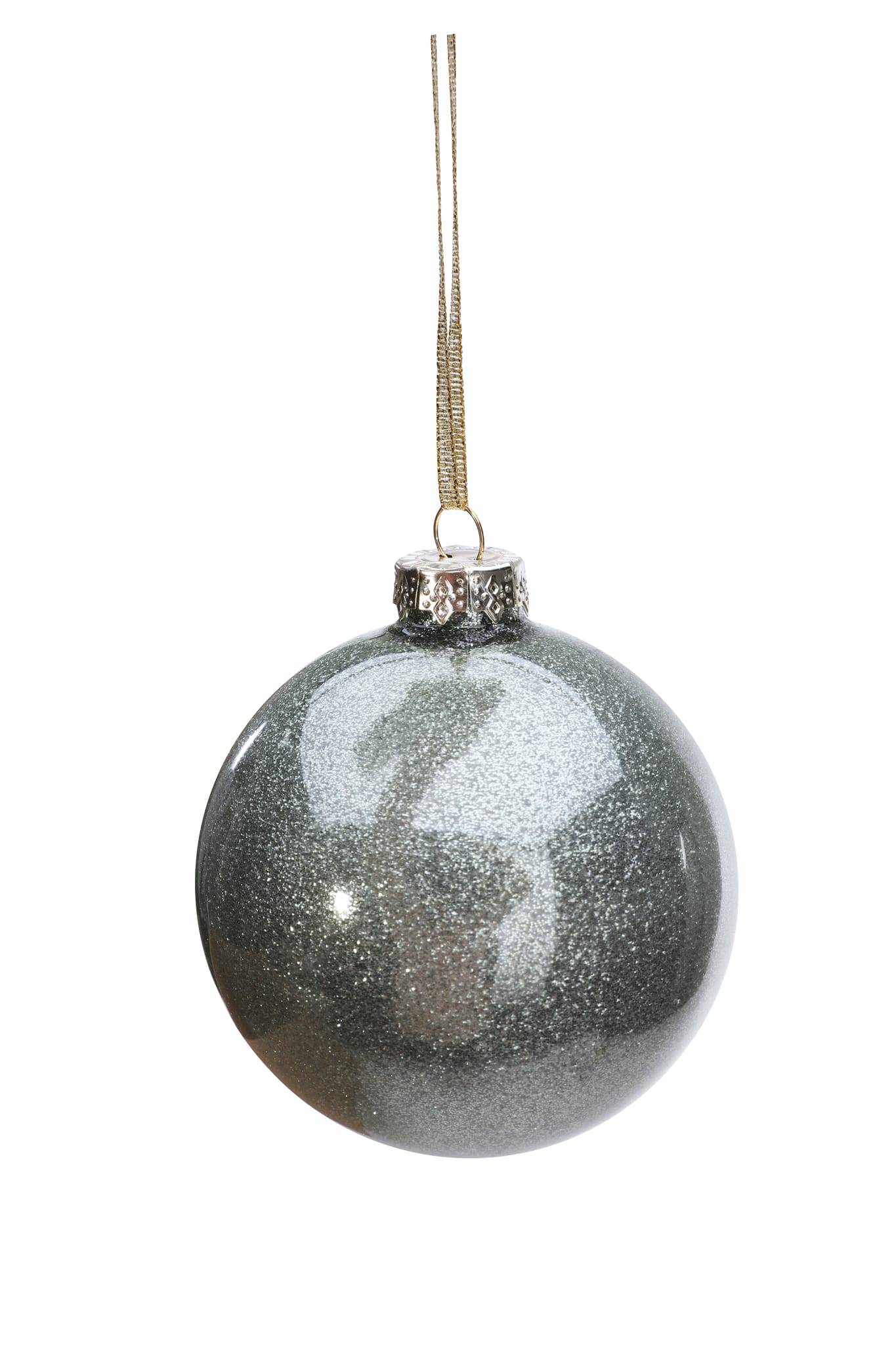 Boule de Noël verte à paillettes Ø 8 cm - ECLOZ