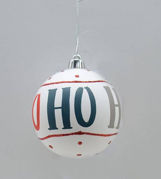 Boule de Noël message Ho Ho Ho Ø 8 cm en plastique - ECLOZ - Image 1