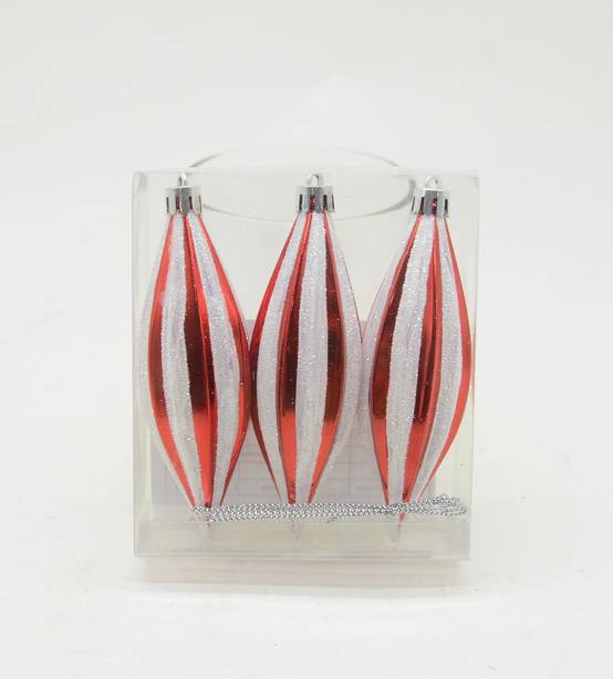 Boîte de 3 suspensions décoratives de Noël blanches et rouges - ECLOZ - Image 1