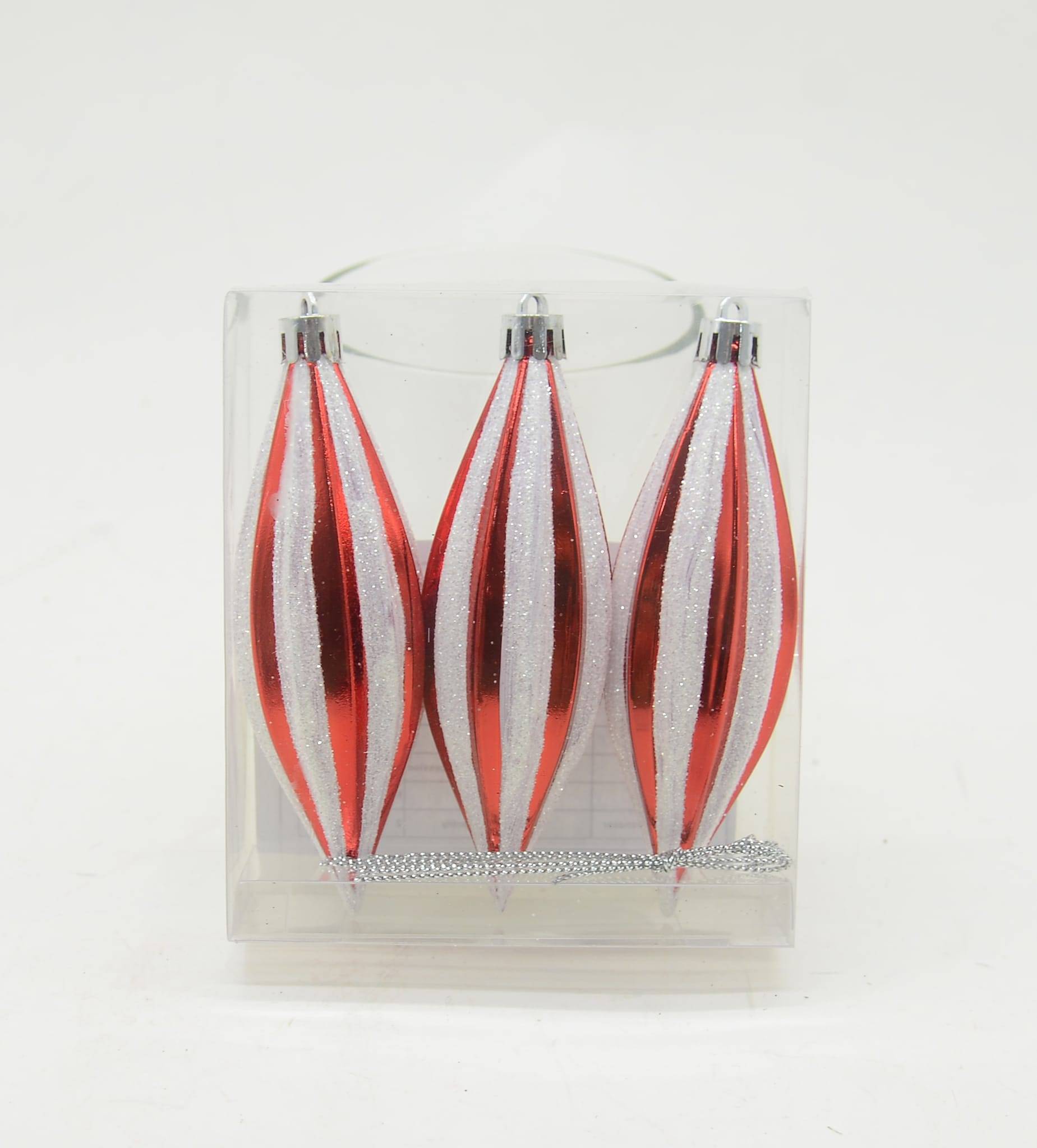 Boîte de 3 suspensions décoratives de Noël blanches et rouges - ECLOZ - Image 1