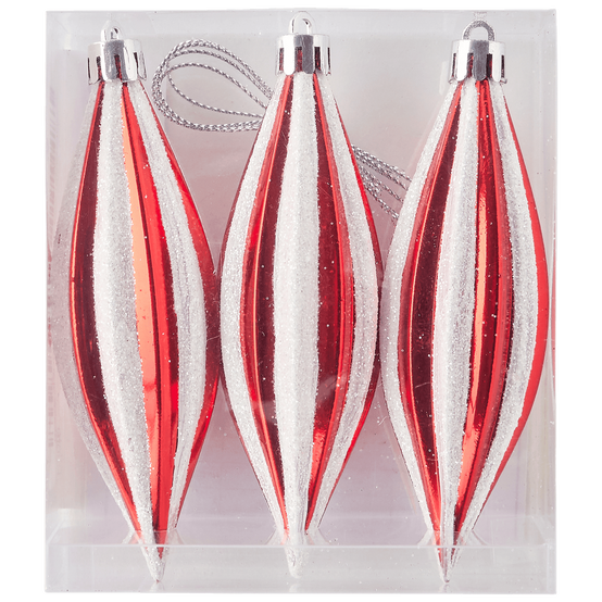 Boîte de 3 suspensions décoratives de Noël blanches et rouges - ECLOZ - Image 2