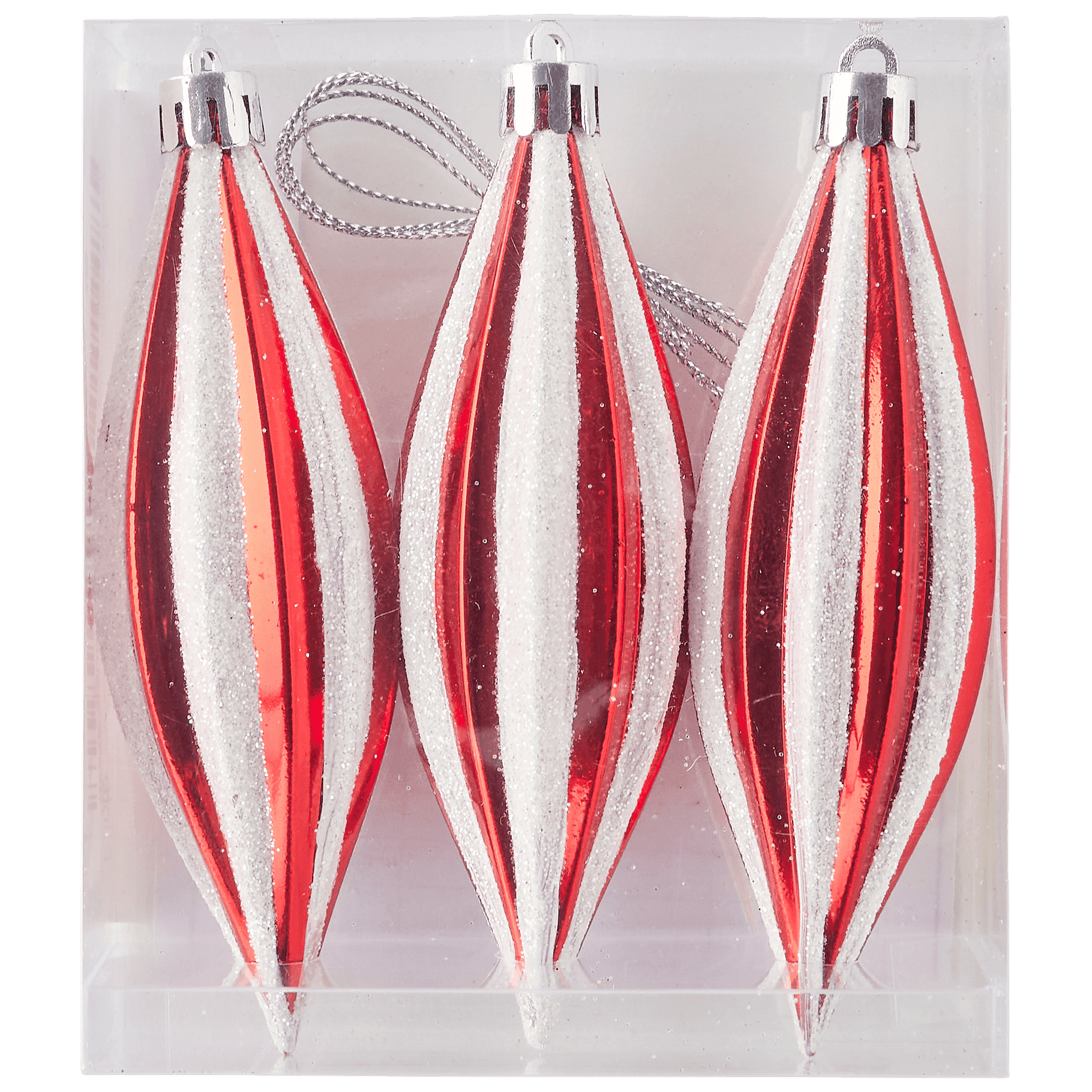 Boîte de 3 suspensions décoratives de Noël blanches et rouges - ECLOZ - Image 2