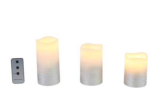 Assortiment de 3 bougies argent dégradé LED - ECLOZ