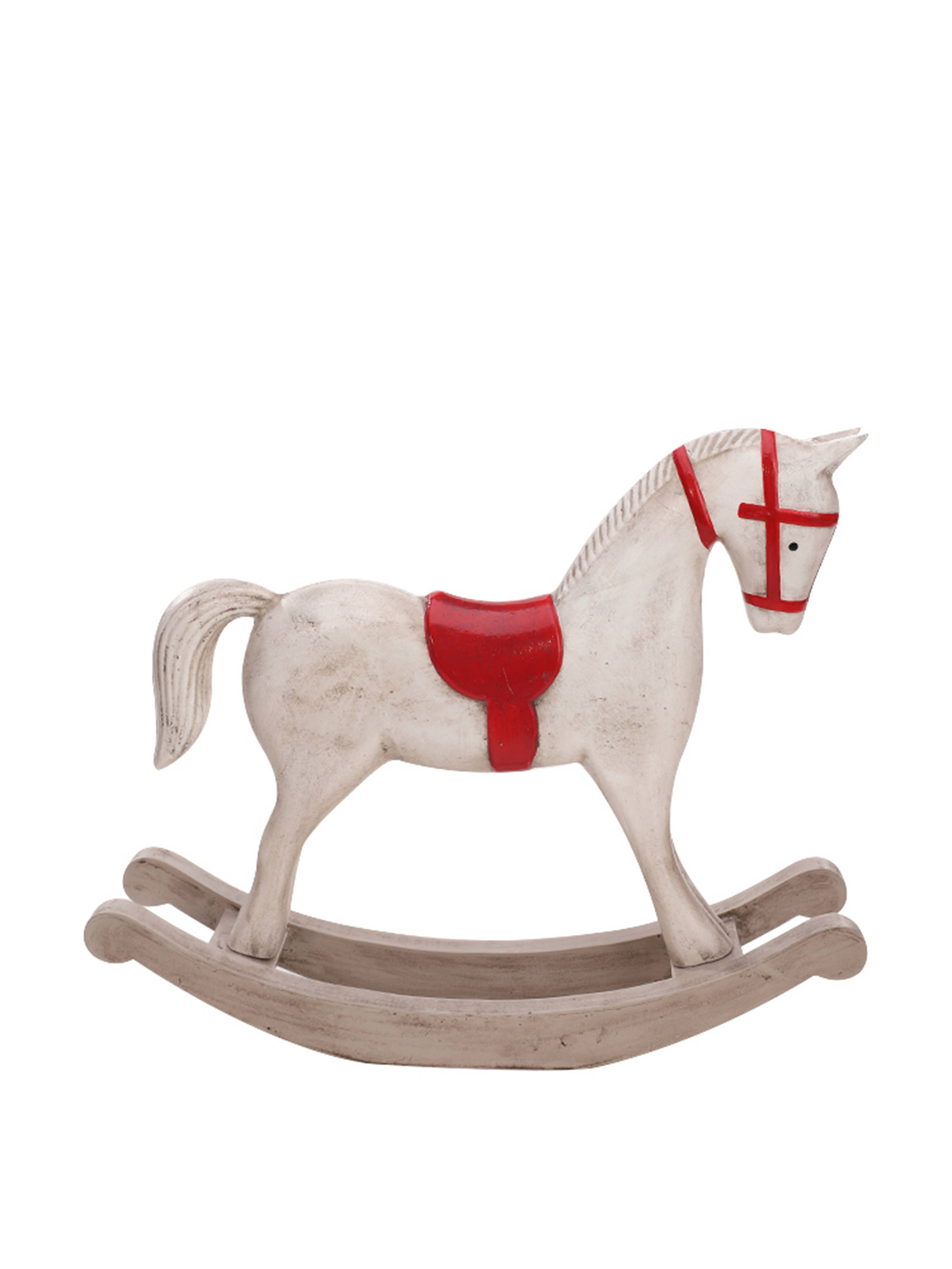 Ecloz - Décoration à poser cheval à bascule en bois blanc H. 31 cm - ECLOZ
