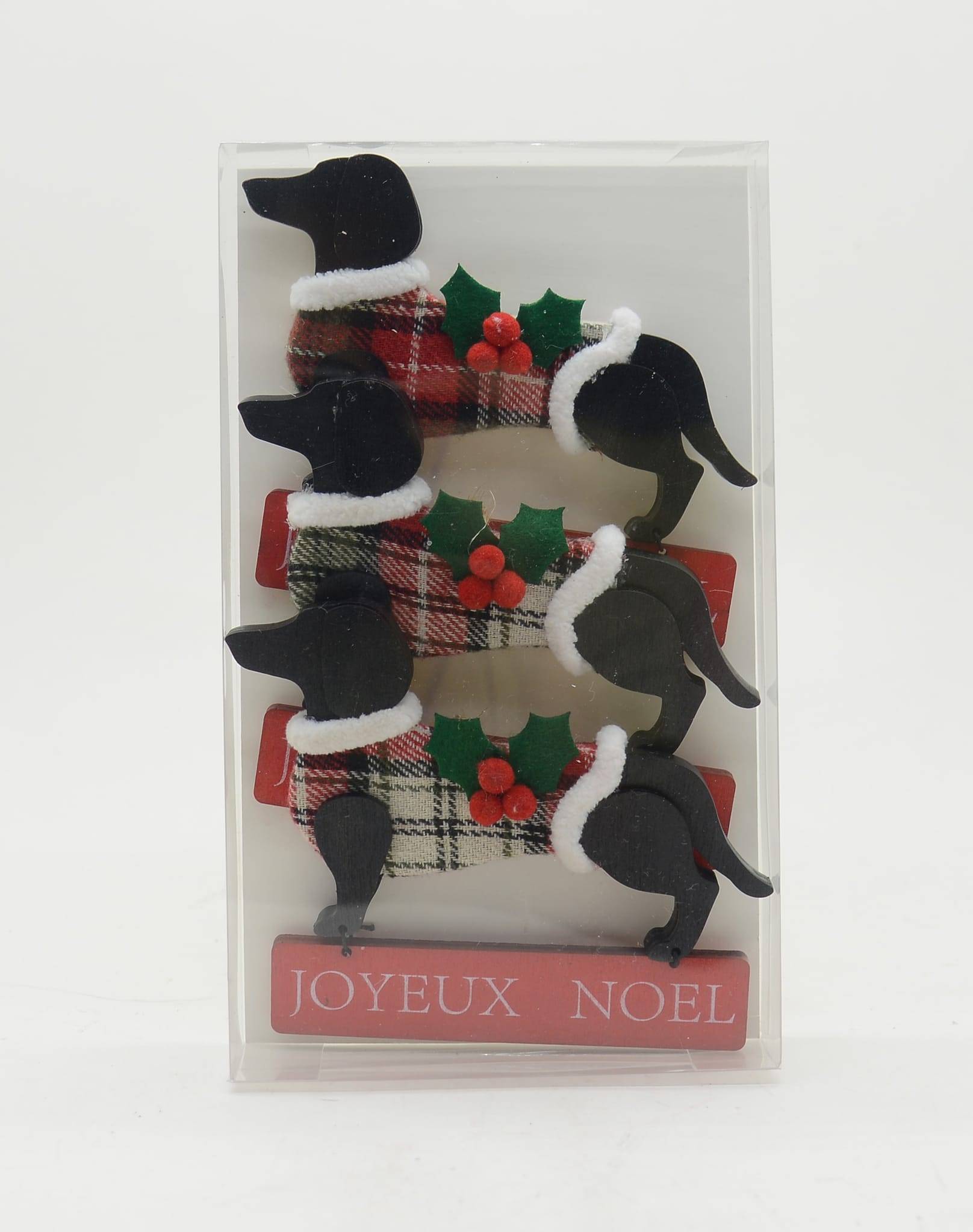Boîte de 3 suspensions décoratives de Noël chien noir - ECLOZ - Image 1