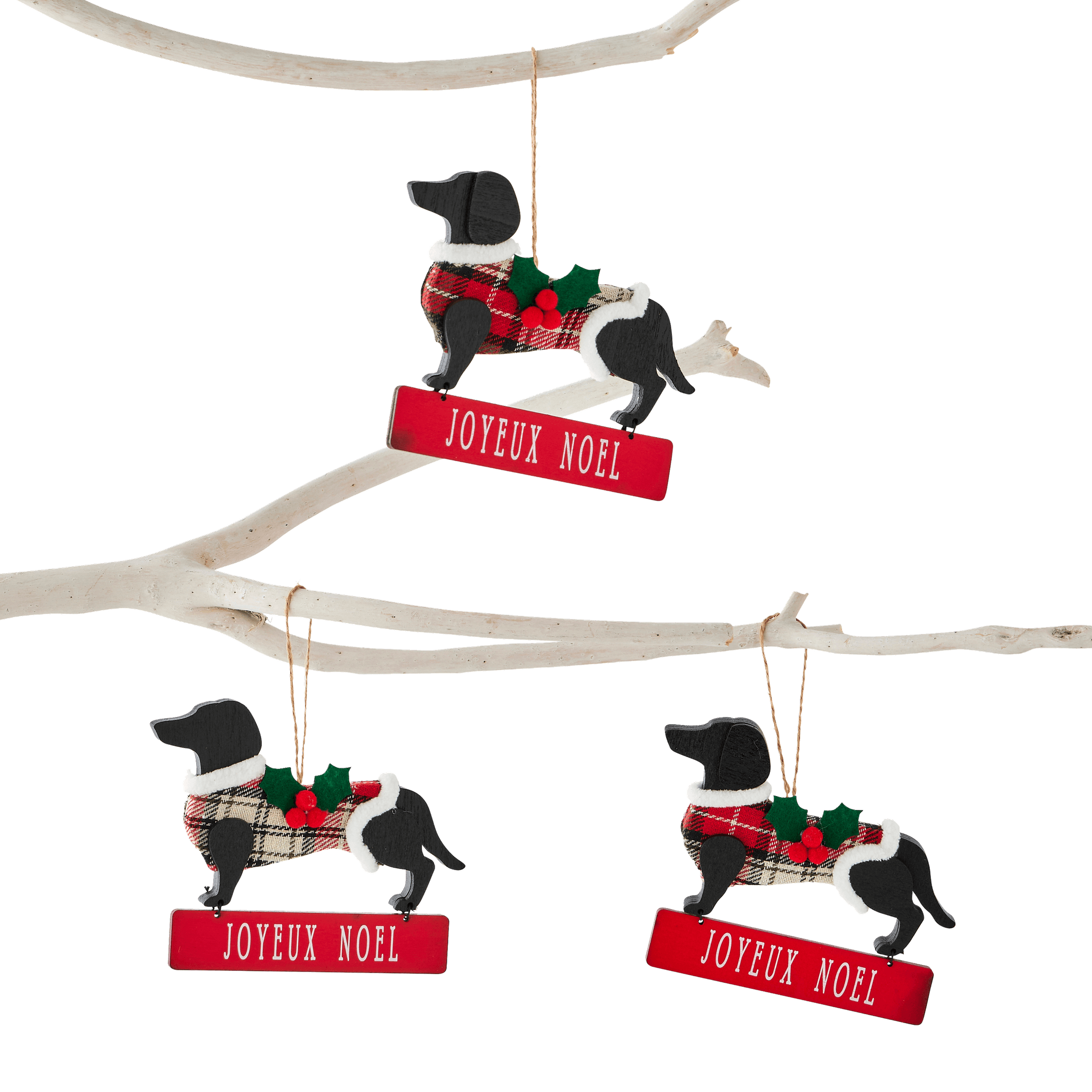 Boîte de 3 suspensions décoratives de Noël chien noir - ECLOZ - Image 2