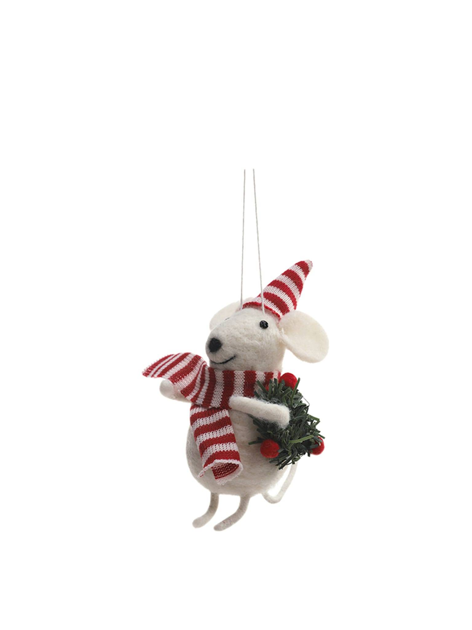 Suspension décorative de Noël - souris en laine et mousse - ECLOZ