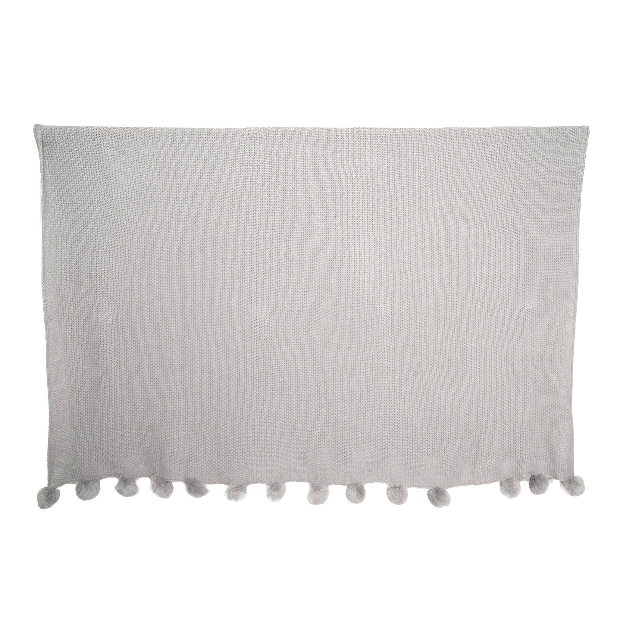 Plaid acrylique avec pompons gris L.160 x l.130 cm - ECLOZ - Image 1