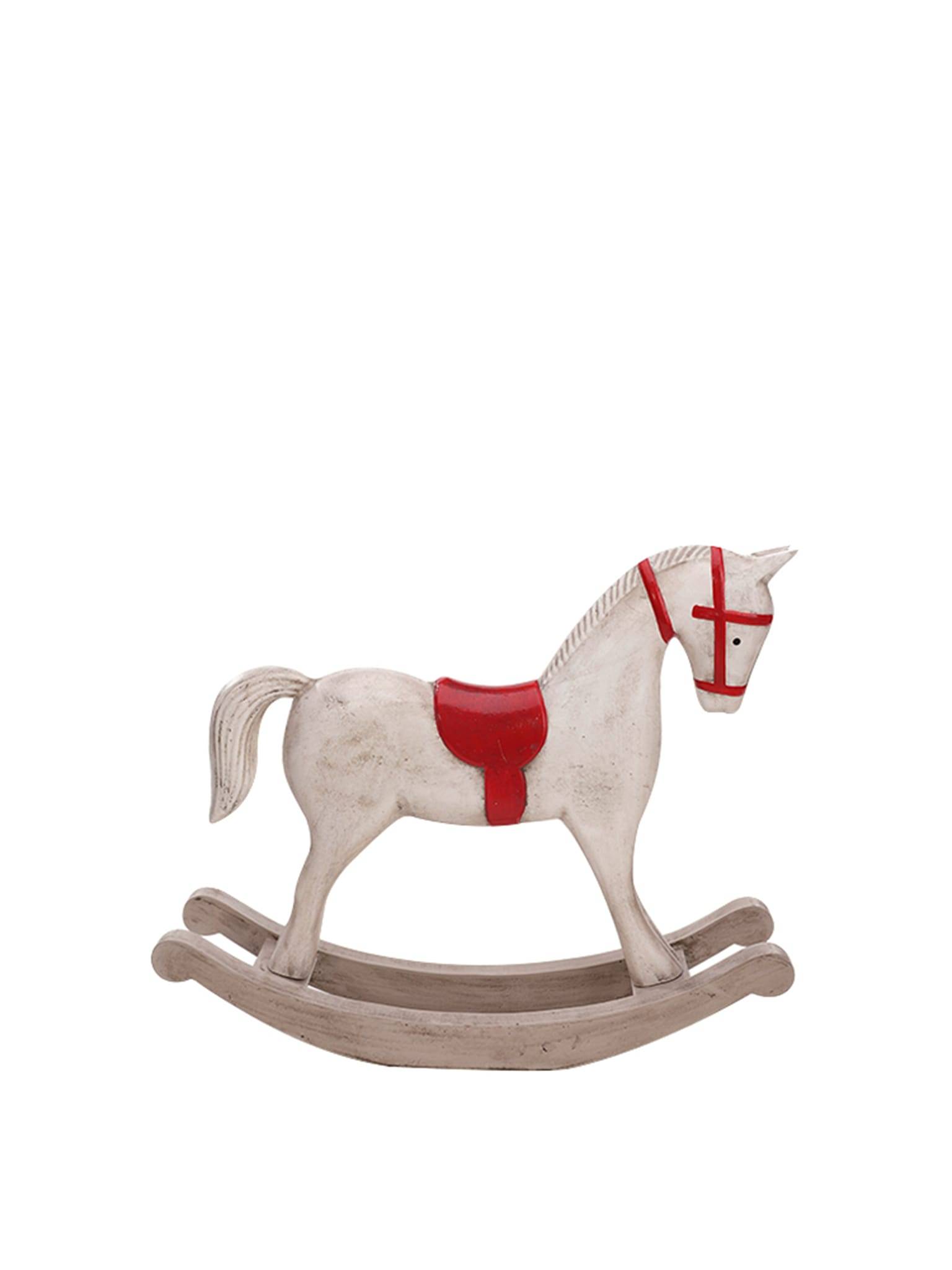 Décoration à poser cheval à bascule en bois blanc H. 22 cm - ECLOZ