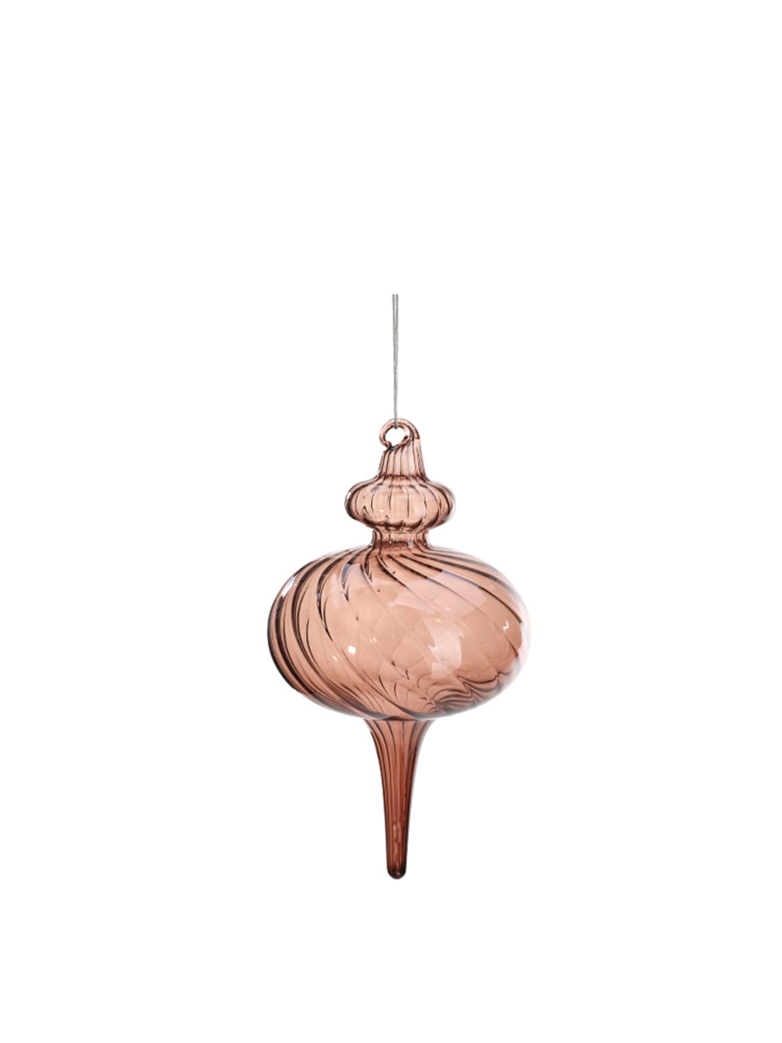 Boule de Noël marron en verre strié H.15 cm - ECLOZ
