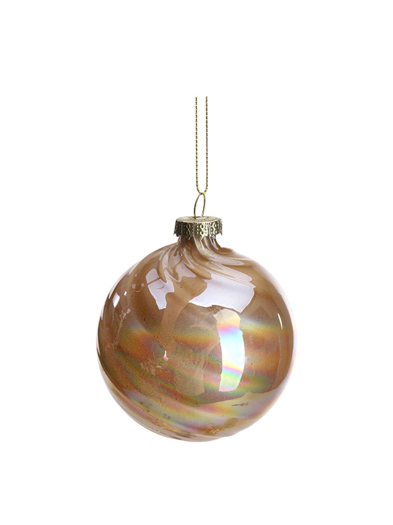 Boule de Noël marron en verre brillant Ø 8 cm - ECLOZ