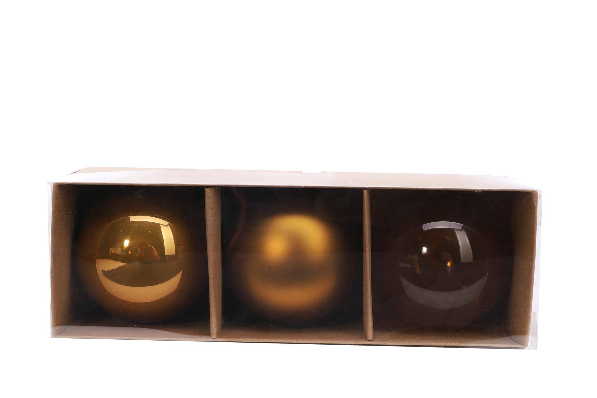 Boîte de 3 boules de Noël ton doré Ø 8 cm - ECLOZ - Image 1