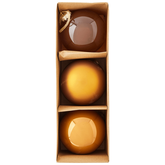 Boîte de 3 boules de Noël ton doré Ø 8 cm - ECLOZ - Image 2