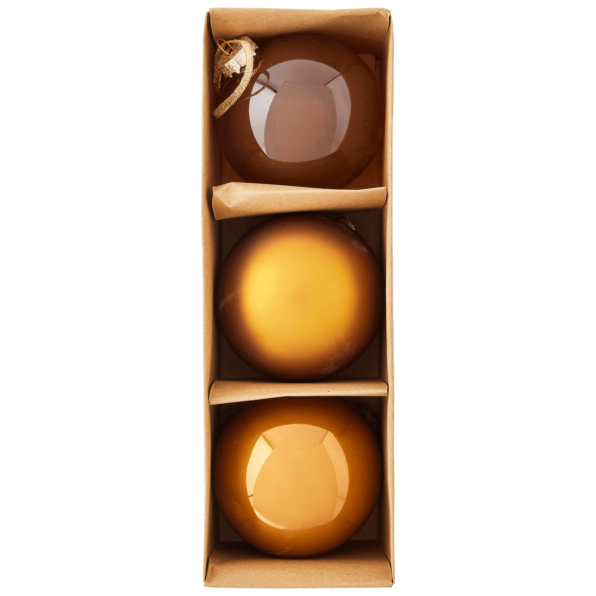 Boîte de 3 boules de Noël ton doré Ø 8 cm - ECLOZ - Image 2